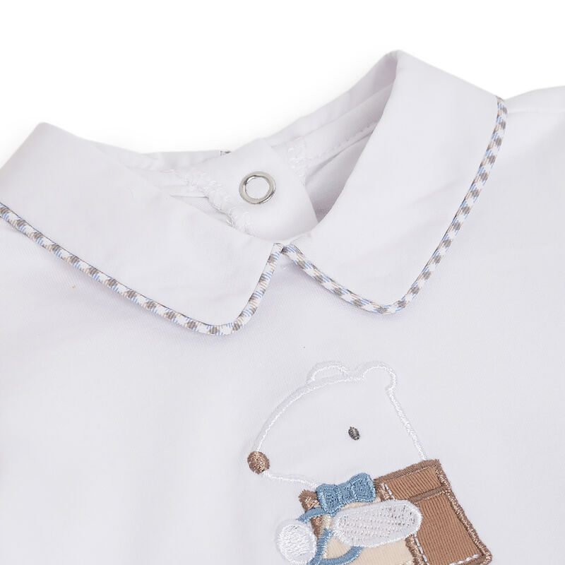 Boys Medium Light Blue Applique Outfit with Short Pants image number 4